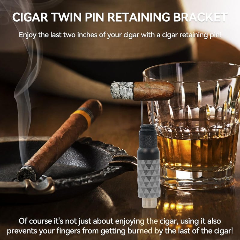 CaLeQi Cigar Punch Cigar Draw Enhancer and Cigar Nubber 4 in 1 The Cigar Punch for all Cigars is a Practical and Essential Cigar Accessories for Cigar Lovers Great Gift for a Man （Black Grey） - Image 4